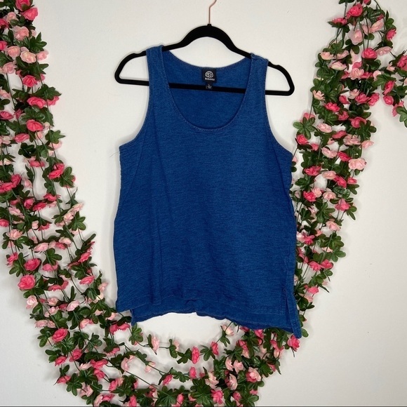 Bobeau Blue Heathered Tank Top Sleeveless Womens Large Casual Flowy Hi-Low - Picture 1 of 8